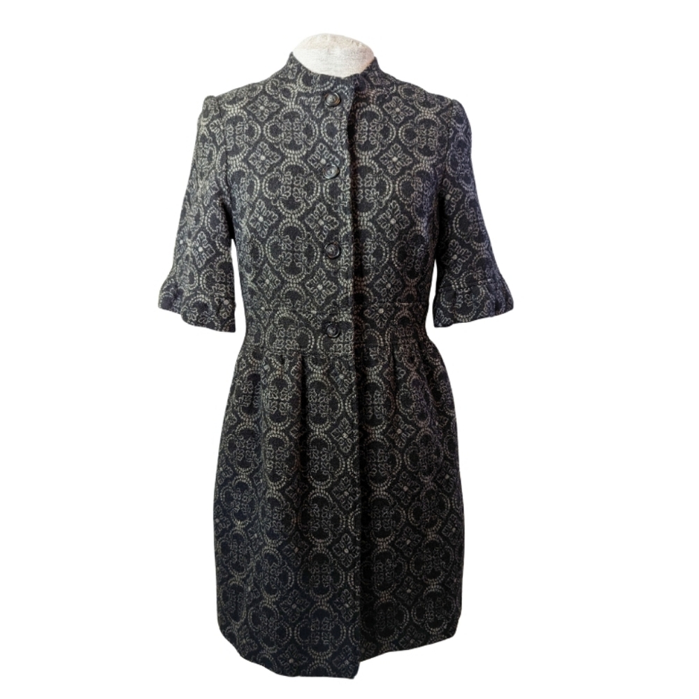 Mario Serrano sz10 fitted dress 3/4 sleeve light wool coat EUC